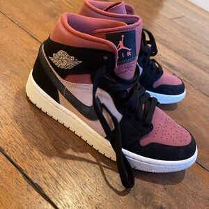 Jordan Black and Pink High-Top Sneakers